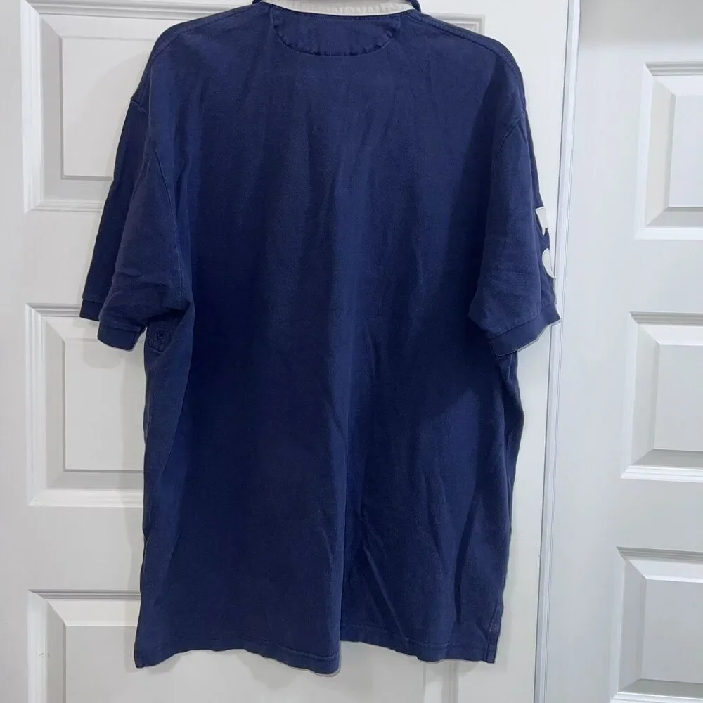 Men’s Polo Ralph Lauren Polo Shirt Yacht Club Blue White Collar Size XL Vintage